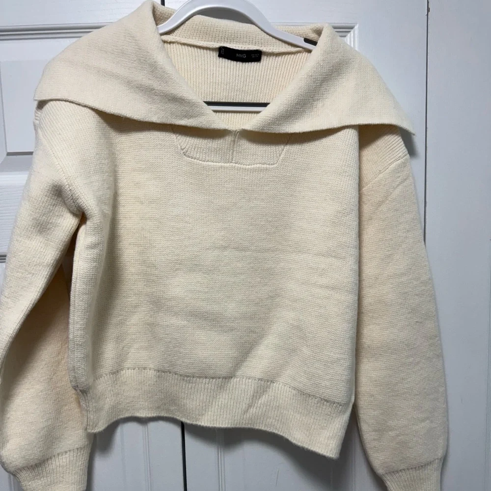Mango Ivory Ribbed Knit Top - Picture 1 of 5